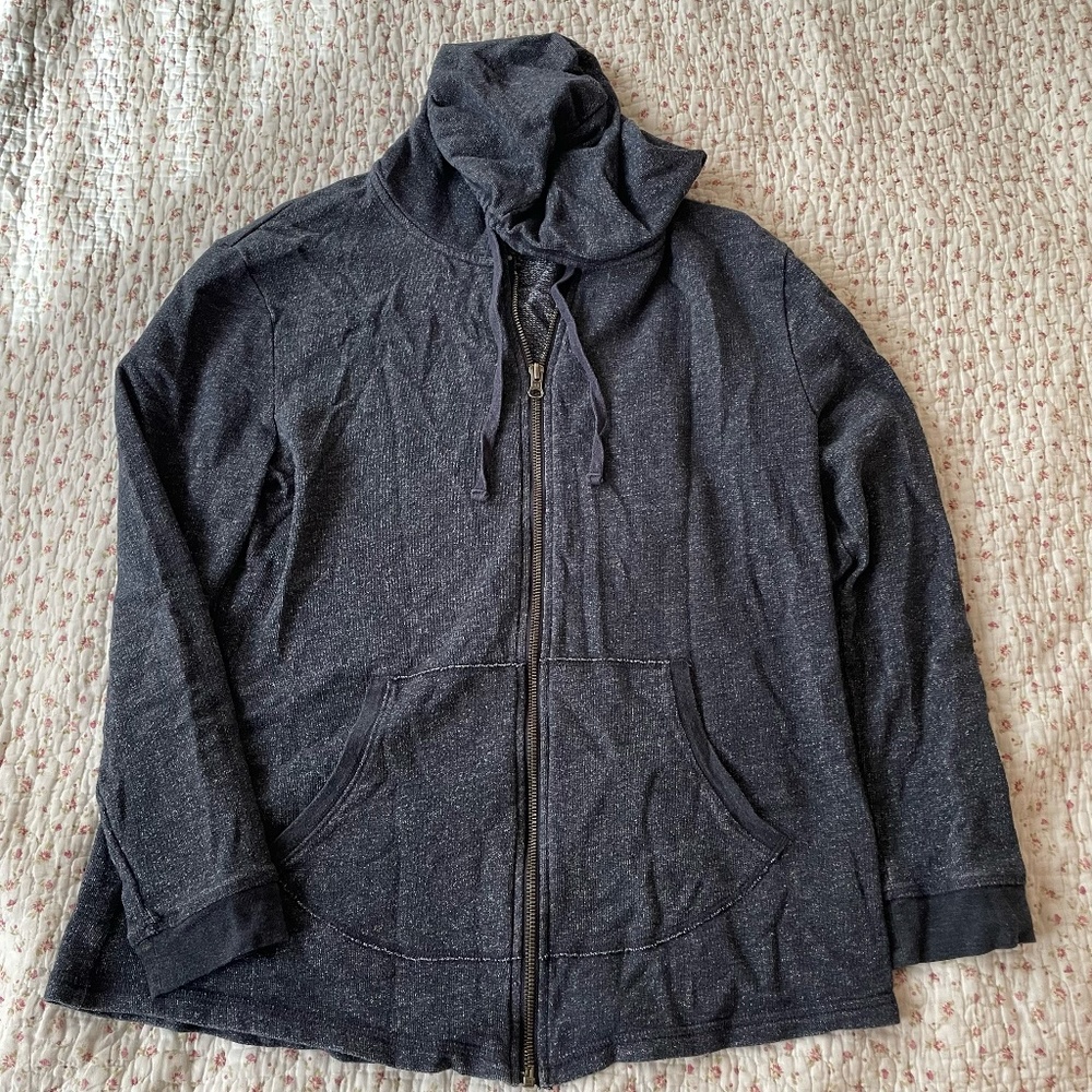 Womens' Large Navy Zipper Up Hoodie Jacket